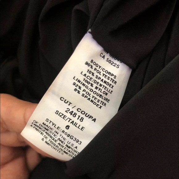 ABS By Allen Schwartz Velvet Slip Gown Black Sz 6 - Picture 7 of 7